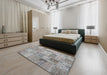 Traditional Silver Gray Persian Rug in a Bedroom, tr3455