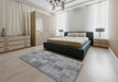 Traditional Dark Gray Persian Rug in a Bedroom, tr3456