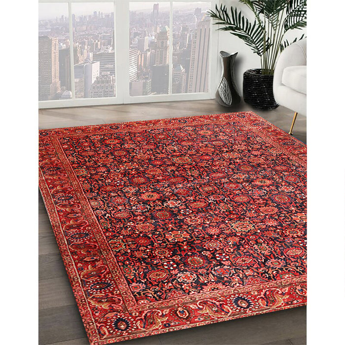 Traditional Cherry Red Persian Rug in Family Room, tr3459