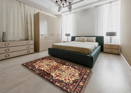 Traditional Brown Persian Rug in a Bedroom, tr345