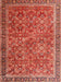 Machine Washable Traditional Sunrise Orange Rug, wshtr3461