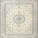 Round Machine Washable Traditional Dark Gray Rug, wshtr3462