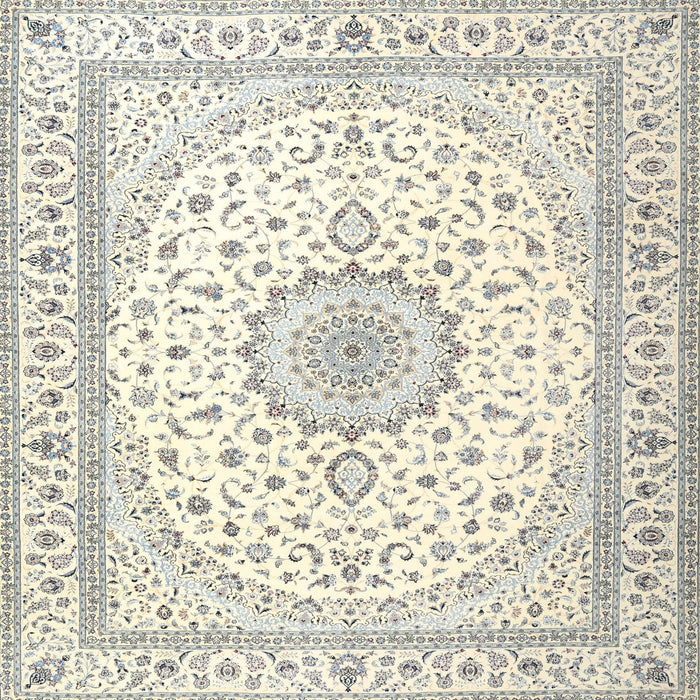 Square Traditional Dark Gray Medallion Rug, tr3462