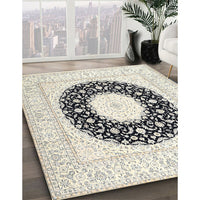 Traditional Champagne Beige Medallion Rug, tr3463