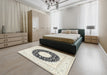 Traditional Champagne Beige Medallion Rug in a Bedroom, tr3463