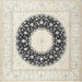 Square Traditional Champagne Beige Medallion Rug, tr3463