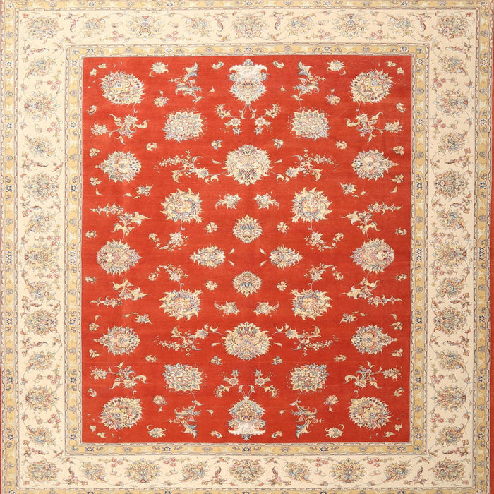 Round Machine Washable Traditional Fire Red Rug, wshtr3465