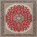 Square Traditional Tan Brown Medallion Rug, tr3466