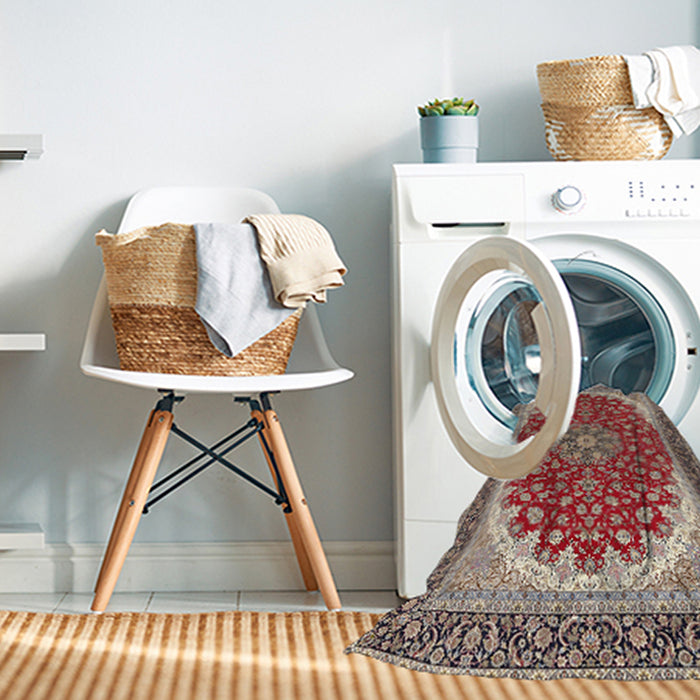 Machine Washable Traditional Tan Brown Rug in a Washing Machine, wshtr3466