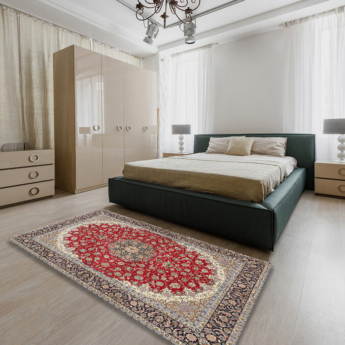 Traditional Tan Brown Medallion Rug in a Bedroom, tr3466