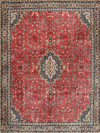 Machine Washable Traditional Tomato Red Rug, wshtr3467