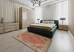 Traditional Mahogany Brown Persian Rug in a Bedroom, tr3469