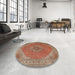 Round Traditional Mahogany Brown Persian Rug in a Office, tr3469