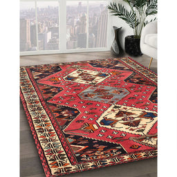 Machine Washable Traditional Dark Almond Brown Rug in a Family Room, wshtr346