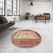 Round Machine Washable Traditional Brown Rug in a Office, wshtr3470