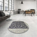 Round Traditional Light Black Persian Rug in a Office, tr3471