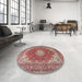 Round Traditional Tan Brown Medallion Rug in a Office, tr3473