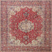 Square Traditional Tan Brown Medallion Rug, tr3473