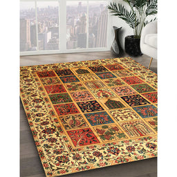 Traditional Dark Sienna Brown Persian Rug in Family Room, tr3476
