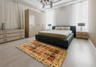 Traditional Dark Sienna Brown Persian Rug in a Bedroom, tr3476