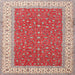 Round Machine Washable Traditional Red Rug, wshtr3478