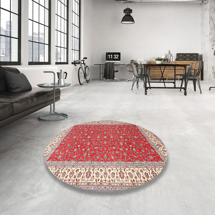Round Traditional Red Persian Rug in a Office, tr3478