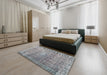 Traditional Silver Gray Persian Rug in a Bedroom, tr3479