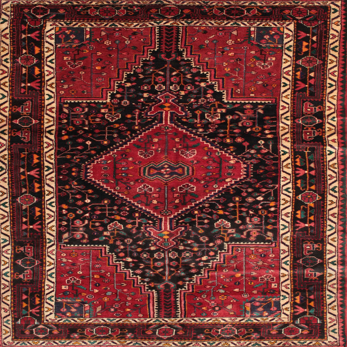 Square Traditional Dark Sienna Brown Persian Rug, tr347