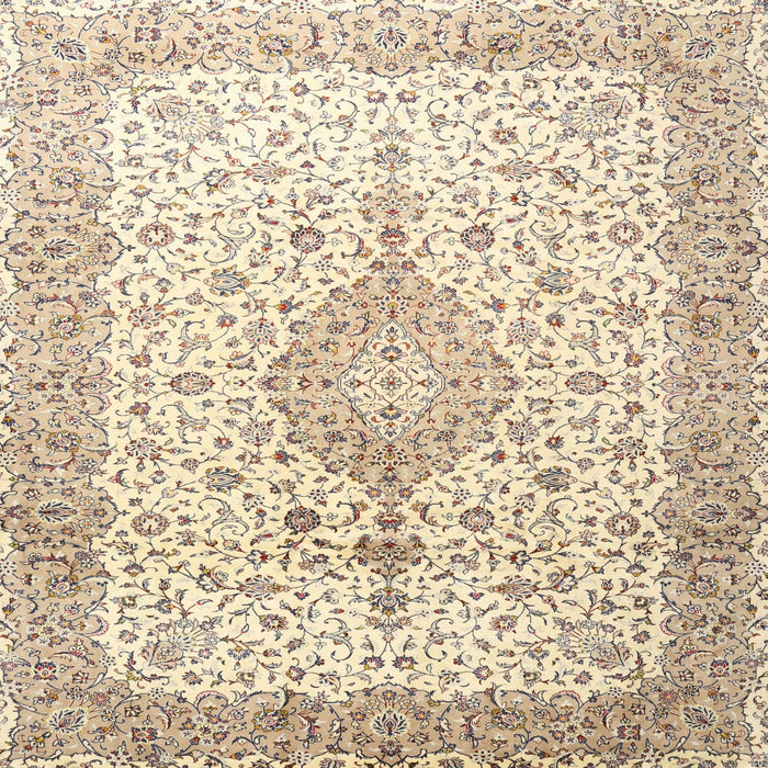 Square Traditional Orange Salmon Pink Persian Rug, tr3481