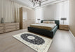 Machine Washable Traditional Gray Rug in a Bedroom, wshtr3482