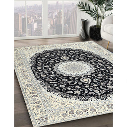 Machine Washable Traditional Gray Rug in a Family Room, wshtr3482
