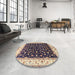 Round Machine Washable Traditional Brown Rug in a Office, wshtr3484