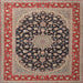 Square Traditional Light French Beige Brown Medallion Rug, tr3486