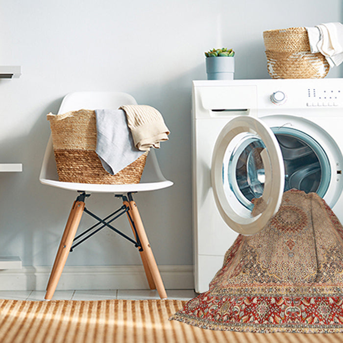 Machine Washable Traditional Chestnut Red Rug in a Washing Machine, wshtr3487