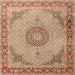 Square Traditional Chestnut Red Medallion Rug, tr3487