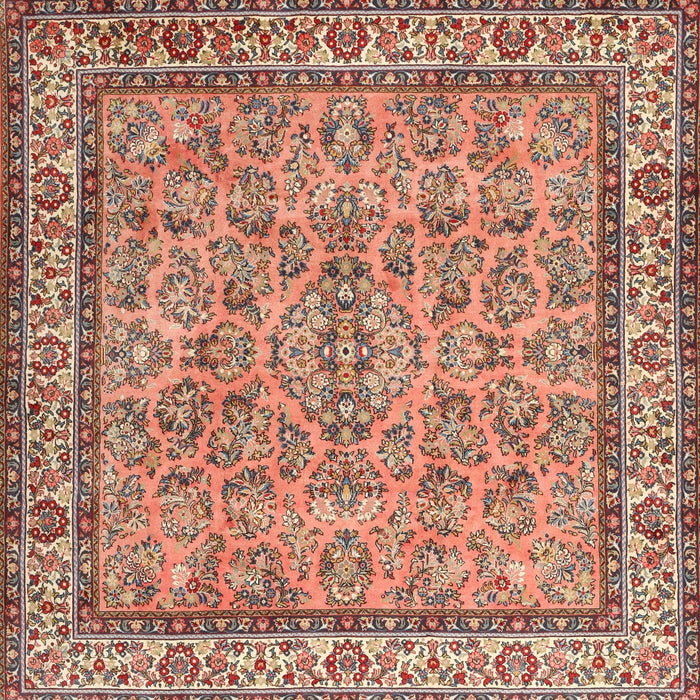 Machine Washable Traditional Brown Red Rug, wshtr3488
