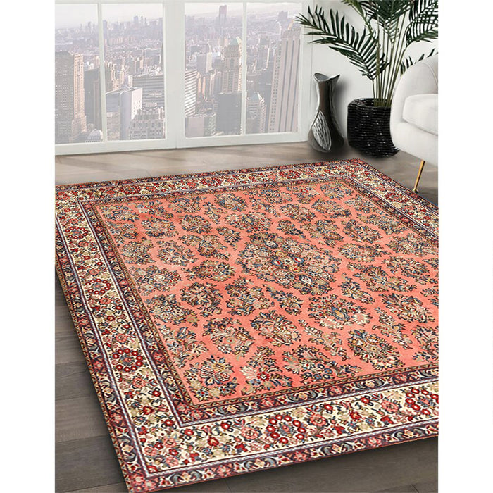 Machine Washable Traditional Brown Red Rug in a Family Room, wshtr3488