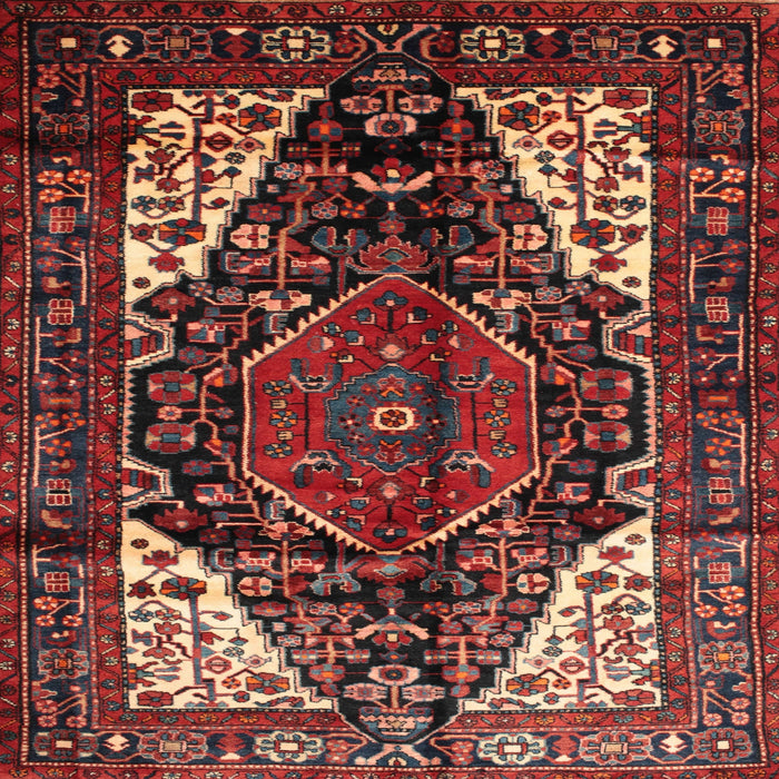 Square Traditional Dark Gold Brown Persian Rug, tr348