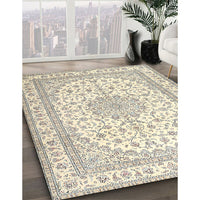 Traditional Vanilla Gold Medallion Rug, tr3490