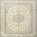 Round Machine Washable Traditional Vanilla Gold Rug, wshtr3490