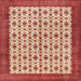 Round Machine Washable Traditional Red Rug, wshtr3491