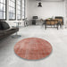 Round Machine Washable Traditional Red Rug in a Office, wshtr3493