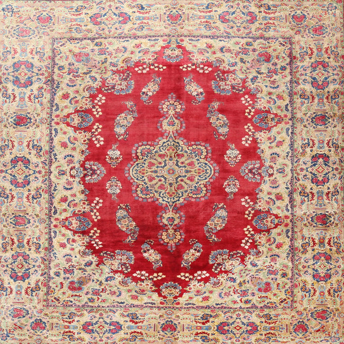 Square Traditional Cherry Red Persian Rug, tr3494