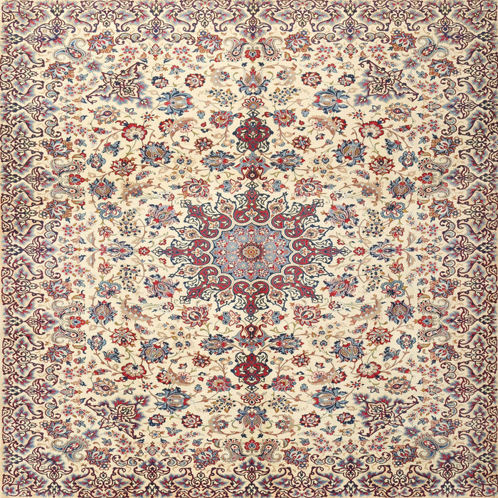 Square Traditional Golden Blonde Gold Persian Rug, tr3495