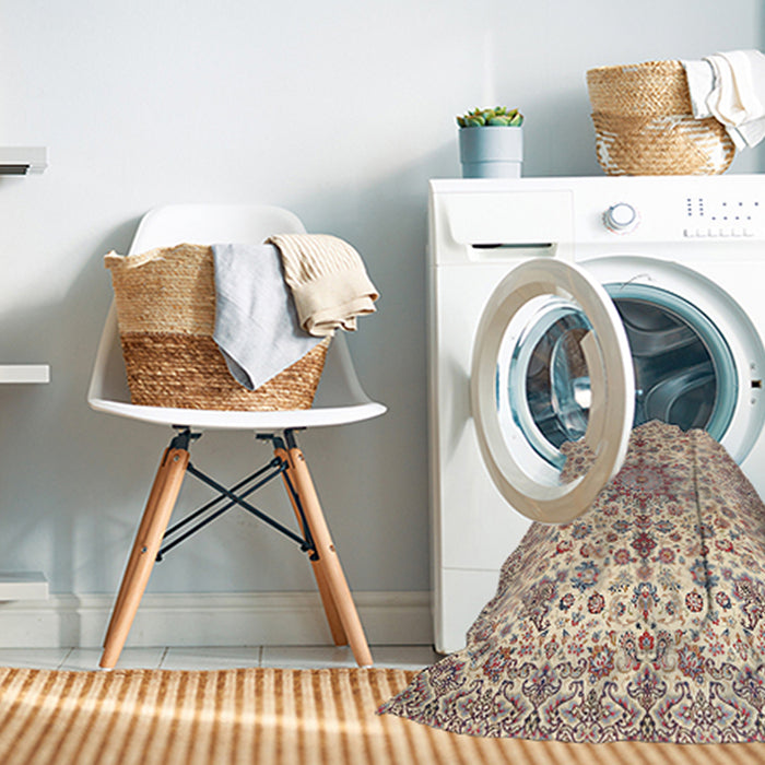 Machine Washable Traditional Gold Rug in a Washing Machine, wshtr3495