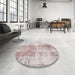 Round Traditional Rose Gold Pink Persian Rug in a Office, tr3496