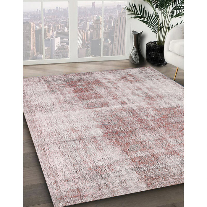 Traditional Rose Gold Pink Persian Rug in Family Room, tr3496