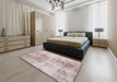 Traditional Rose Gold Pink Persian Rug in a Bedroom, tr3496