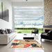 Square Traditional Sienna Brown Patchwork Rug in a Living Room, tr3498