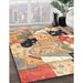 Traditional Sienna Brown Patchwork Rug in Family Room, tr3498